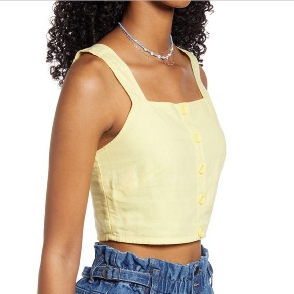 BP. Women’s Button Front Linen Blend Tank - Picture 3 of 7